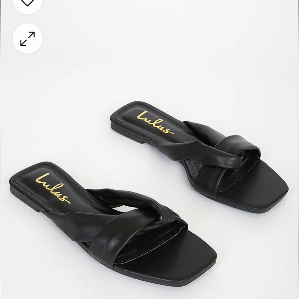 Lulu’s black faux leather slide sandals